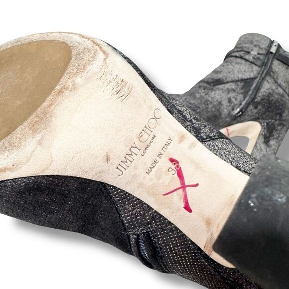 ❌SOLD❌ Jimmy Choo Mitchel 100 Ankle Boot Metallic Washed Dotted Suede Women’s 38 - Picture 9 of 11